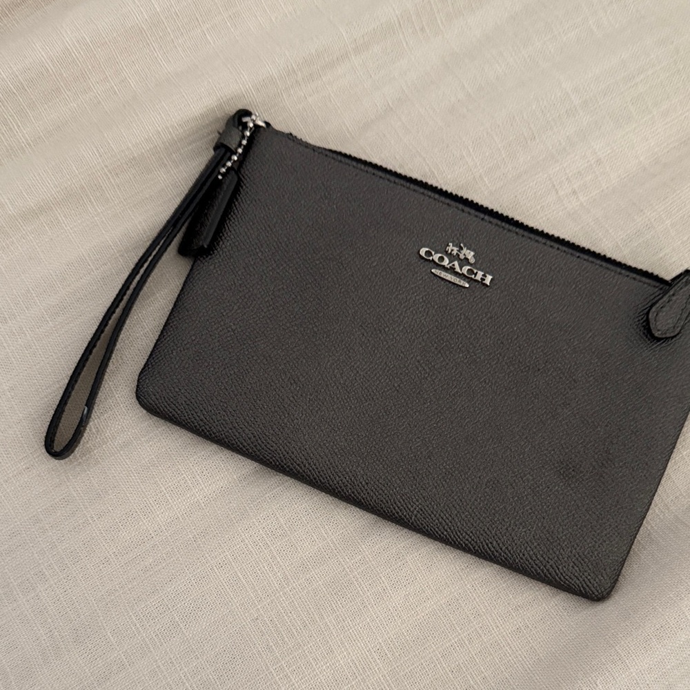 Coach gray leather Wristlet